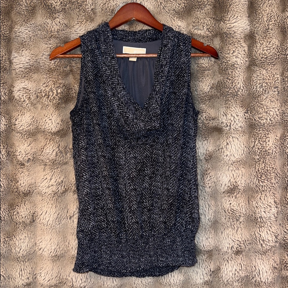 MICHAEL Michael Kors Black and Gray Textured Top